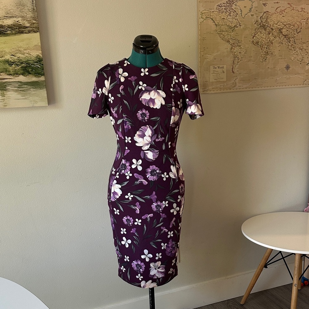 Calvin Klein Purple Floral Midi Dress